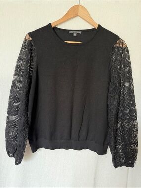Adrianna Papell Black Knit Top with Branded Neck Label
